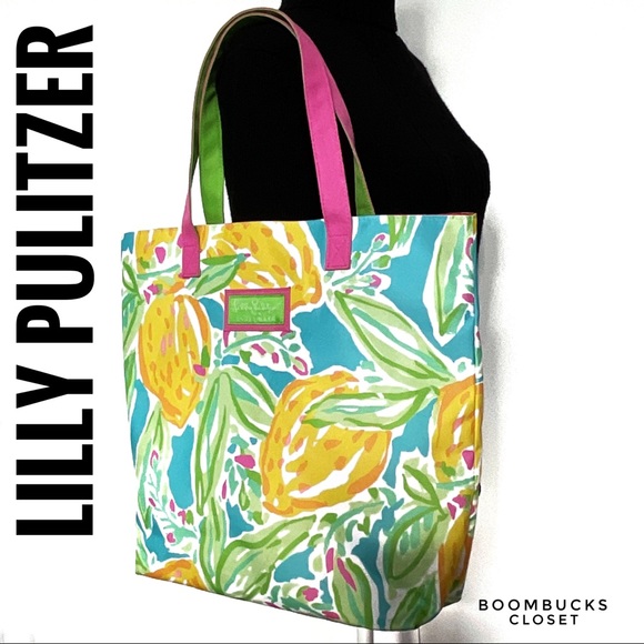 NWOT Lilly Pulitzer Lemon Canvas Tote - Picture 3 of 12